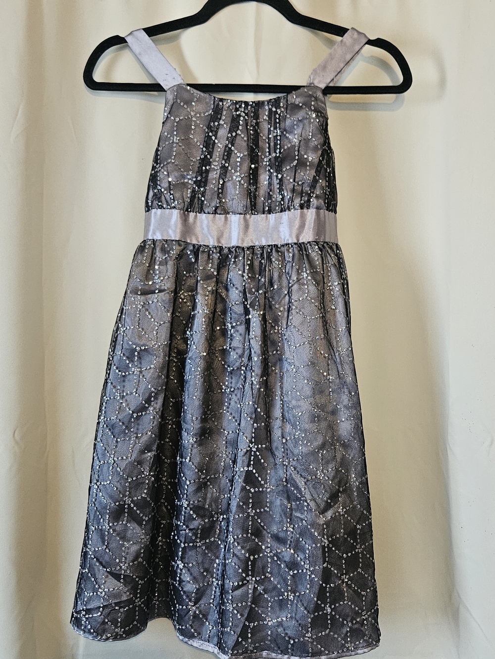 emily west Silver-Gray Sparkle Formal Dress for Girls
